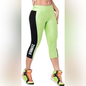 𝅺zumba Shine Bright Crop Leggings Lime Green - XS NWT